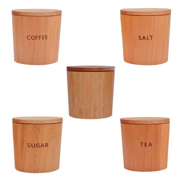 画像1: 木のキャニスター マホガニー